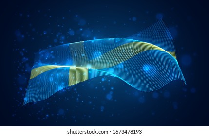 Vector bright glowing country flag of abstract dots.Sweden