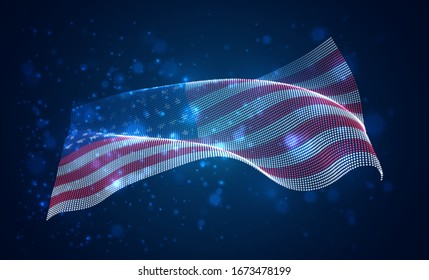 Vector bright glowing country flag of abstract dots. USA