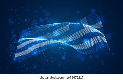 Vector bright glowing country flag of abstract dots. Greece