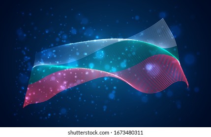 Vector bright glowing country flag of abstract dots. Bulgaria