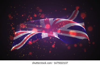 Vector bright glowing country flag of abstract dots. England