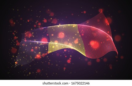 Vector bright glowing country flag of abstract dots. Belgium