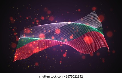 Vector bright glowing country flag of abstract dots. Bulgaria