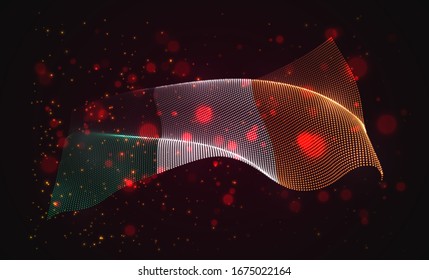Vector bright glowing country flag of abstract dots. Ireland