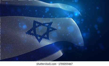 Vector bright glowing country flag of abstract dots. Israel