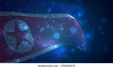 Vector bright glowing country flag of abstract dots. North Korea
