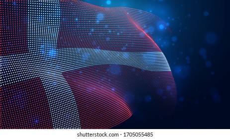 Vector bright glowing country flag of abstract dots.Denmark