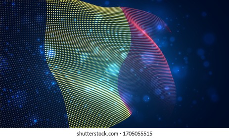Bandera de país brillante vectorial de puntos abstractos. Bélgica
