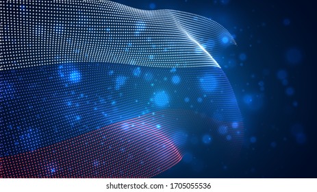 Vector bright glowing country flag of abstract dots. Russia