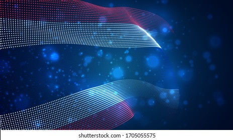 Vector bright glowing country flag of abstract dots. Thailand