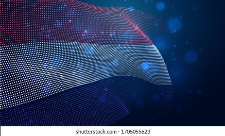 Vector bright glowing country flag of abstract dots. Netherlands