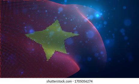 Vektorillustration hellblühende Landesflagge abstrakter Punkte.Vietnam