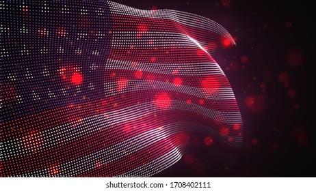 Vector bright glowing country flag of abstract dots. USA