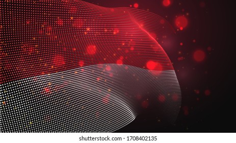 Bandera de país brillante vectorial de puntos abstractos. Mónaco
