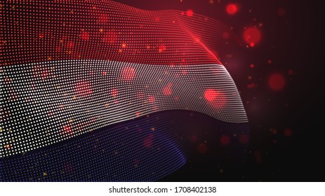 Vector bright glowing country flag of abstract dots. Netherlands