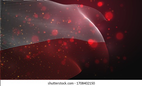 Vector bright glowing country flag of abstract dots. Poland