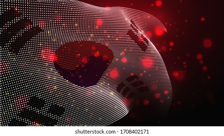 Vector bright glowing country flag of abstract dots. Korea