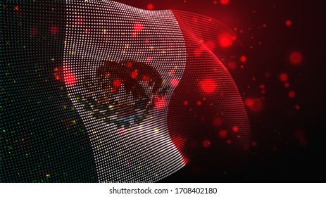 Vector bright glowing country flag of abstract dots.  Mexico