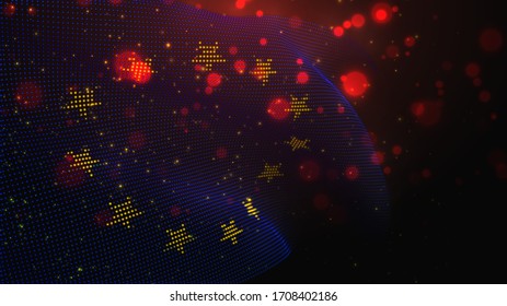 Vector bright glowing country flag of abstract dots. European Union
