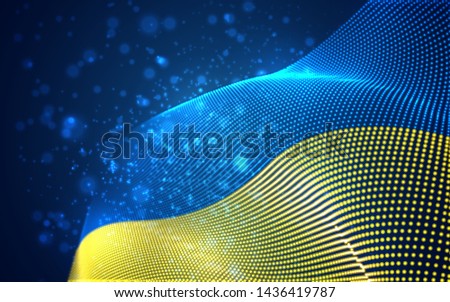 Vector bright glowing country flag of abstract dots. Ukraine