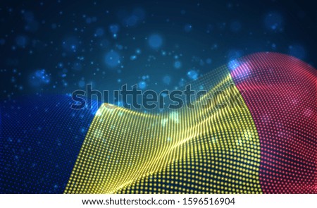 Vector bright glowing country flag of abstract dots. Romania