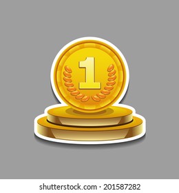 Vector bright golden award icon