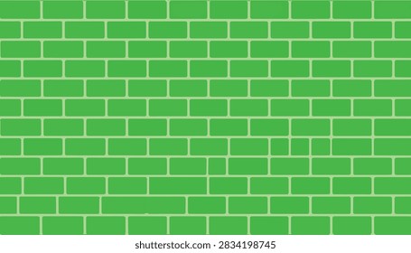 Vector bright green brick wall pattern texture background. Flat minimalist graphic style ideal for modern website backdrops, banners, wallpapers, poster, and decorative creative print projects.