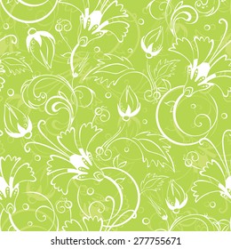 vector bright green floral seamless pattern background