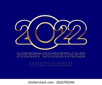 Vektor hell Grußkarte Frohe Weihnachten 2022! Moderne schicke Schriftart. Satz künstlerischer Alphabet-Buchstaben und -Zahlen