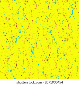 Vector bright grunge seamless pattern with hand drawn texture spray spots. Colorful artistic illustration for fabric design, wallpaper, decorative paper, web design, background, postcard.