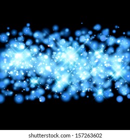 Vector bright holiday night background with stars and lights.