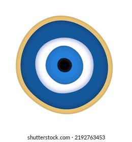 Vector bright illustration of circle amulet, evil eye. Isolated on white background.