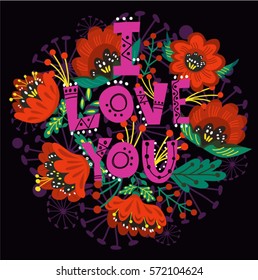 Vector bright illustrations "I love you"