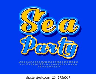 Vector bright invitation Sea Party. Modern handwritten Font. Artistic Alphabet Letters and Numbers set
