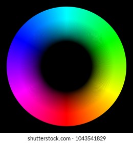 Vector Bright Iridescent RGB Eye Iris Ring  - Optical Spectrum Wheel Sign Geometry 
