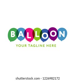 
Vector bright kids playground logo with balloons in green, blue, pink, dark blue, violet and light blue colors