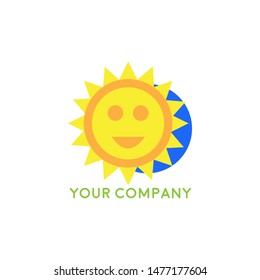 vector bright kids playground logo, the sun that shines and smiles