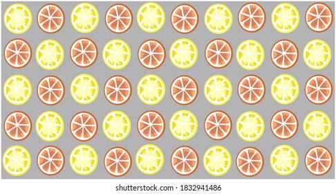 Vector bright lemon slices seamless pattern. Background healthy vitamin illustration. Lemon Background Pattern Illustration