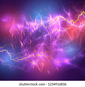 Vector bright lightning on a dark colored background.
