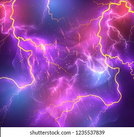 Vector bright lightning on a dark colored background.