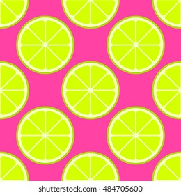 Vector bright lime slices seamless background. Green organic flat illustration