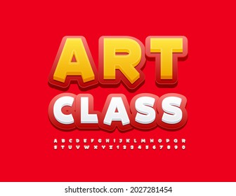Vector Bright Logo Art Class. Cute Kids Font. Artistic Alphabet Letters, Numbers and Symbols