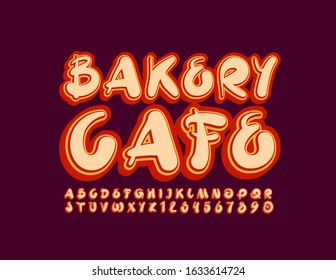 Vector bright logo Bakery Cafe. colorful handwritten Font. Artistic Alphabet Letters and Numbers.