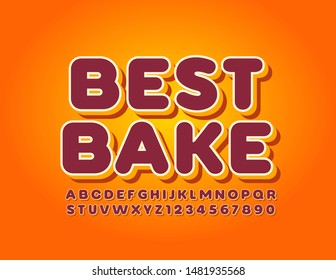 Vector bright logo Best Cake. Creative Uppercase Font. 3D trendy Alphabet Letters and Numbers