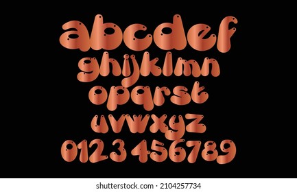 Vektorheller Logo-Cartoon mit Schriftart. Kindersüße Alphabet-Letters-Set