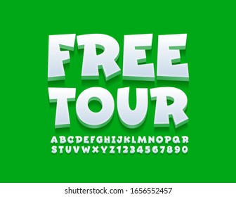 Logo de Vector brillante Tour Libre. Fuente 3D blanca. Letras y números de alfabeto creativos.