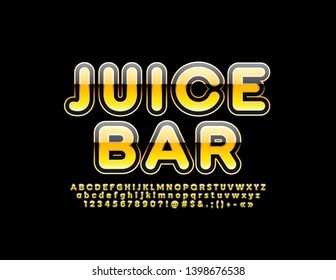Vector bright logo Juice Bar with trendy Font. Elegant Alphabet Letters, Numbers and Symbols set