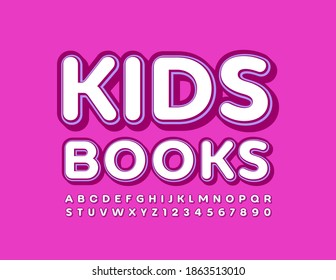 Logo de Vector brillante Kid Books. Fuente 3D vertical. Letras y números alfabéticos artísticos