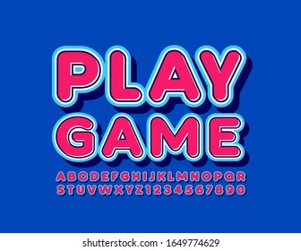 Vector bright logo Play Game. Modern colorful Font. Creative Uppercase Alphabet Letters and Numbers.