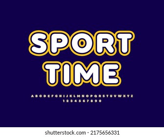 Vector bright logo Sport Time. Trendy Creative Font. Stylish Alphabet Letters and Numbers set